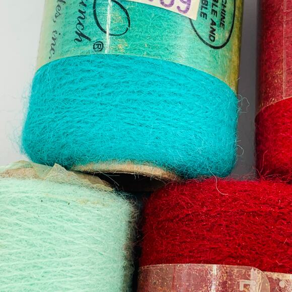 Punch Embroidery Yarn Lot 12 Spools Thread Green Red White Orange Gray Vintage - Picture 9 of 11